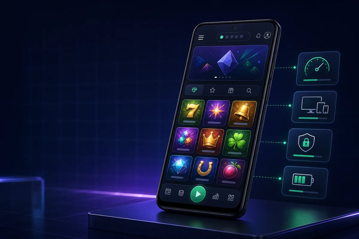 Android casino interface undergoing mobile performance and security testing
