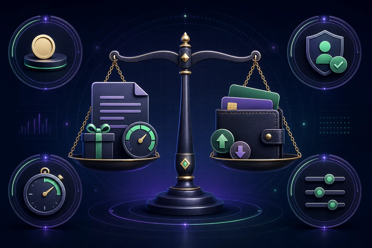 Balanced comparison of casino bonus conditions, withdrawals, verification and responsible gambling controls