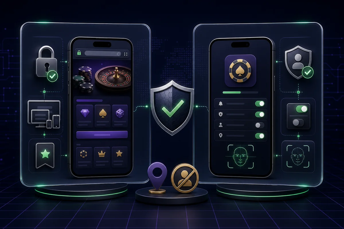 Comparison of secure iPhone casino access through a verified mobile browser and an official native app